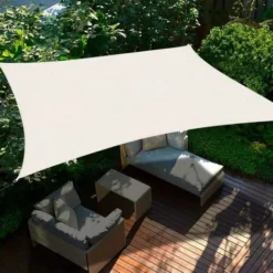 Voile D'ombrage UV 3x5 M Rectangulaire Protection Solaire Balcon Beige