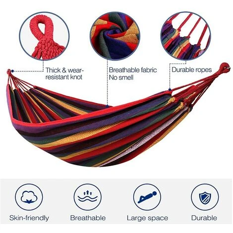 BF Hamac En Toile Simple Loisirs De Plein Air Camping-Rouge, 28080cm, Longueur Du Tissu 190cm, Portant 200kg, 1pc – Image 2