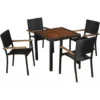 Mobilier D'extérieur 5 Pcs Résine Tressée Et Bois D'acacia Noir VidaXL