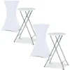 Lot De 2 Tables Hautes Pliantes 105 CM Et 2 Housses Blanches