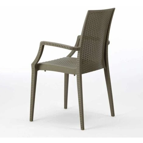 Table Carrée Noire 90x90cm Avec 4 Chaises Colorées Grand Soleil Set Extérieur Bar Café ARM Bistrot Passion Couleur: Marron – Image 5