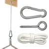 Kit De Fixation Pour Fauteuil Suspendu Kit Pour Accrocher Chaise Hamac Balancelle à Pendre Métal Robuste Incl Corde Mousqueton Vis à Anneau Poids Max Supporté 160 Kg