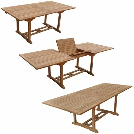 Salon De Jardin En Teck LOMBOK - Table Rectangulaire Extensible - 8 Places – Image 2