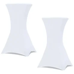 Lot De 2 Housses Blanches Pour Table Haute Pliante 105 CM