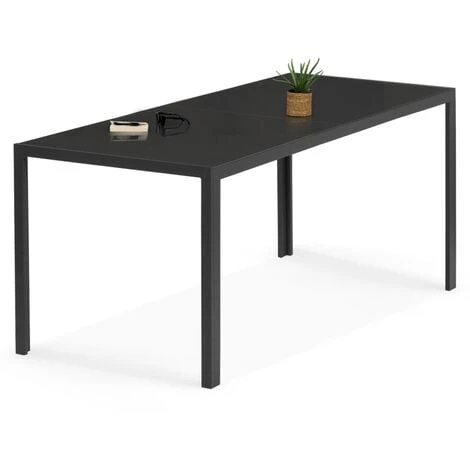 Salon De Jardin MADRID Table 190 CM Et 8 Chaises Empilables Gris Anthracite – Image 3