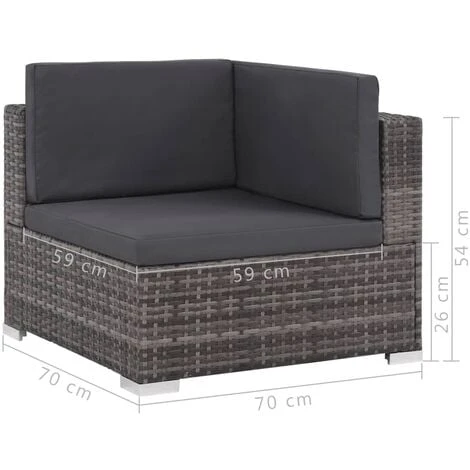 Salon De Jardin 7 Pcs Avec Coussins Résine Tressée Gris VidaXL – Image 3