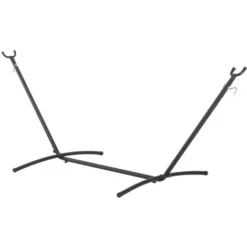 OUTSUNNY Support Pied De Hamac Structure Robuste Métal époxy Noir Hauteur Réglable 6 Niveaux Dim. 2,80L X 1,20l X 1,10H M