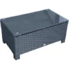 OUTSUNNY Table Basse De Jardin Plateau Verre Trempé 5 Mm Rotin Tressé 85 X 50 X 39cm Max. 50 Kg Noir