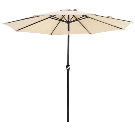 Songmics Parasol, Droit, Octogonal, Inclinable, Avec Manivelle, Diamètre 3m, Toile Polyester, Extérieur, Terrasse, Jardin, Balcon, Plage, Piscine, Beige GPU30BE (sans Socle)