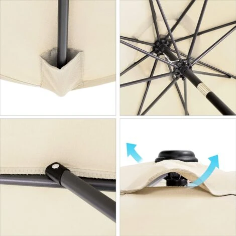 Songmics Parasol, Droit, Octogonal, Inclinable, Avec Manivelle, Diamètre 3m, Toile Polyester, Extérieur, Terrasse, Jardin, Balcon, Plage, Piscine, Beige GPU30BE (sans Socle) – Image 4