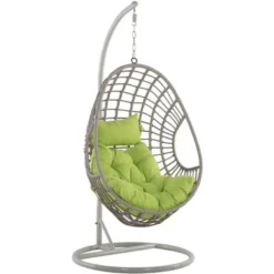 Fauteuil Suspendu Balançoire Pour Extérieur Et Intérieur En Rotin Gris Design Ultra Moderne Et Conception Solide Pour Salon Ou Jardin Beliani