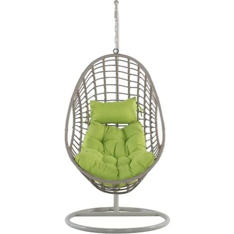 Fauteuil Suspendu Balançoire Pour Extérieur Et Intérieur En Rotin Gris Design Ultra Moderne Et Conception Solide Pour Salon Ou Jardin Beliani – Image 4