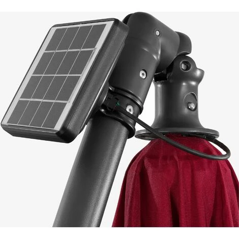 AREBOS Parasol De Terrasse/Jardin Parasol/Suspendu Avec éclairage / 40 LED Ø3m Rouge – Image 4