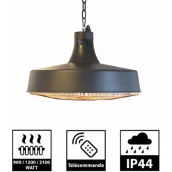 GREADEN - Parasol Chauffant Suspendu Infrarouge HAUMEA - Télécommande - Chauffage électrique De Terrasse à Halogène 2100W IP44 - Réglable, Radiateur De Style Nordique Jardin/Patio/Tente/Terrasse/Intér