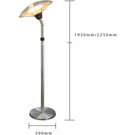 GREADEN - Parasol Chauffant Infrarouge ERIS à Tête Inclinable/Orientable (Chaleur Ciblée) - Chauffage électrique De Terrasse à Halogène 2100W, Extérieur IP44, Réglable - Radiateur Jardin/Patio/Terras – Image 3