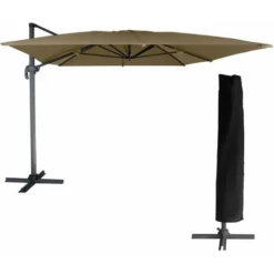 Parasol Déporté MOLOKAI Rectangulaire 3x4m Taupe + Housse