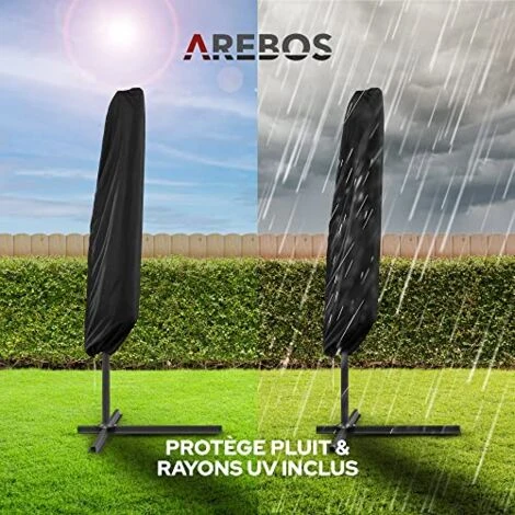 AREBOS Parasol De Terrasse/Jardin Parasol/Suspendu Avec éclairage / 40 LED Ø3m Anthracite – Image 3