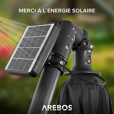 AREBOS Parasol De Terrasse/Jardin Parasol/Suspendu Avec éclairage / 40 LED Ø3m Anthracite – Image 5