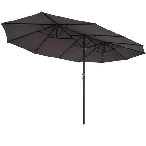OUTSUNNY Parasol De Jardin XXL Parasol Grande Taille 4,6L X 2,7l X 2,4H M Ouverture Fermeture Manivelle Acier Polyester Haute Densité Gris