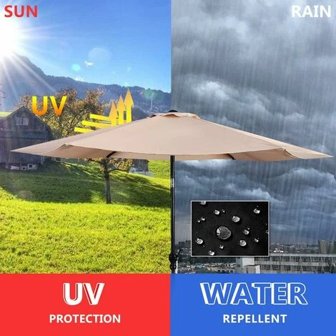 COSTWAY Parasol De Jardin/Parasol Déporté Inclinable De Jardin Dia.270CM Avec Toile Polyester Imperméable Et Baleines En Fer Robuste Beige – Image 5