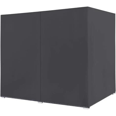 Chaise Longue D'extérieur Avec Rideaux Résine Tressée Gris VidaXL – Image 4