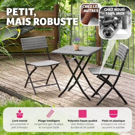 Salon De Jardin TREVI 2 Personnes - Mobilier De Jardin, Meuble De Jardin, Ensemble Table Et Chaises De Jardin – Image 3