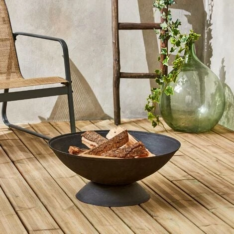 Braséro Bois Ø56cm - Lavo Noir - Chauffage Extérieur En Fonte. Feu De Bois. Brasier – Image 2