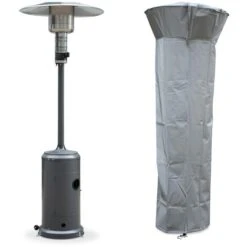 Chauffage D'extérieur Gaz 12.5kW - Finland - Parasol Chauffant Gris Réglable. Porte En Façade. Roulettes Et Housse