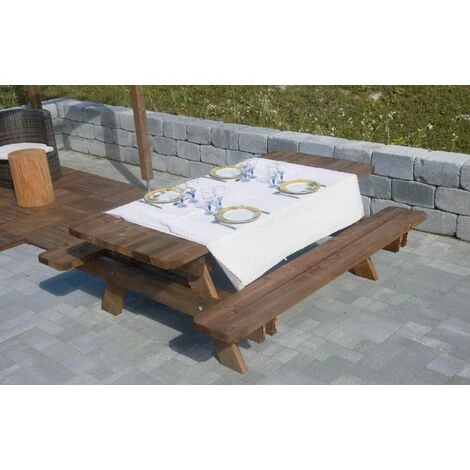 Table De Jardin & Pique-nique - 2m - Section Renforcée / Epaisseur Premium - Durable Et Robuste - Bois - Origine France - Traitement Classe 3 - 4 à 6 Personnes. – Image 2