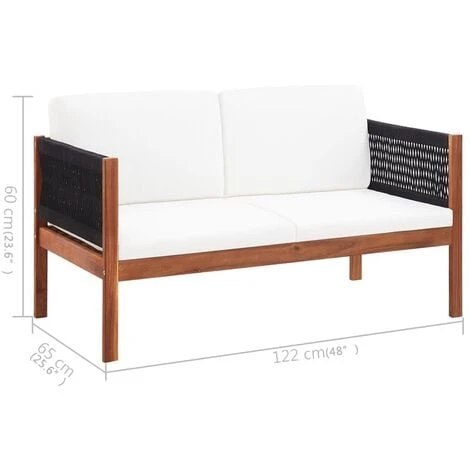 Canapé De Jardin à 2 Places Bois D'acacia Massif VidaXL – Image 3