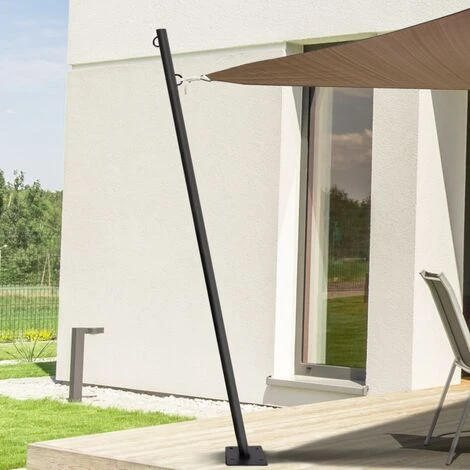 Mât De Fixation Pour Voile D'ombrage H. 220 CM Poteau Et Base Acier – Image 2