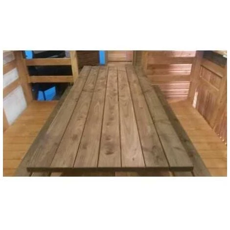 Table Banc De Pique-Nique 6 Pers. PMR Douglas Autoclave Marron 2m – Image 2