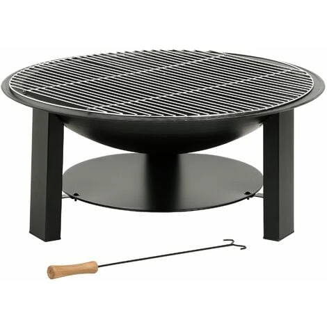 BBQ-Toro Bol De Feu En Fonte Ø 75 Cm Brasero Avec Protection Contre Les étincelles Et Tisonnier – Image 3