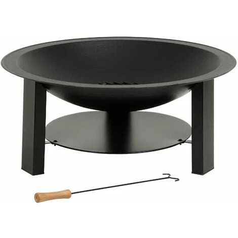 BBQ-Toro Bol De Feu En Fonte Ø 75 Cm Brasero Avec Protection Contre Les étincelles Et Tisonnier – Image 4