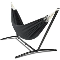 Hamac Avec Support Métal Et Toile Gris Anthracite