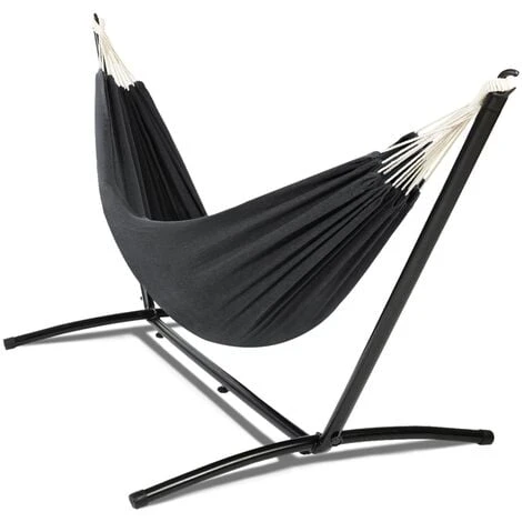 Hamac Avec Support Métal Et Toile Gris Anthracite