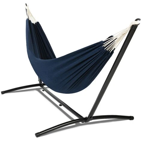 Hamac Avec Support Métal Et Toile Bleu Marine