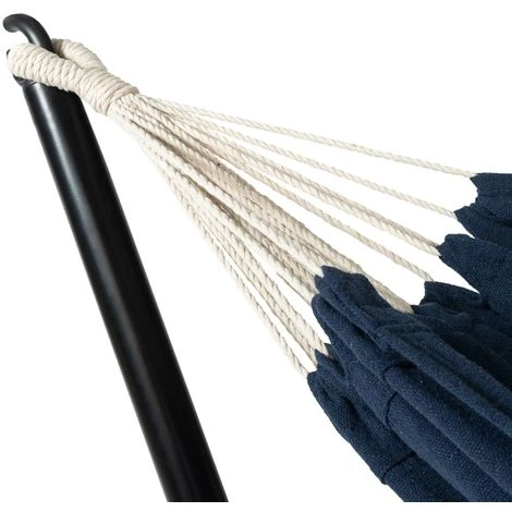 Hamac Avec Support Métal Et Toile Bleu Marine – Image 3
