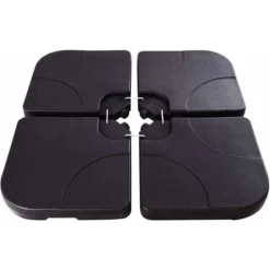 COSTWAY Pieds De Parasol Lot De 4 Dalles De Parasol Remplissable D'Eau 52L Ou De Sable 72 KG Pour Terrasse, Cour, Jardin Noir