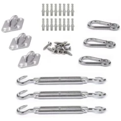 Kit Inox Fixation Voile D'ombrage 3 Points De Fixation