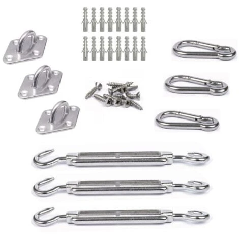 Kit Inox Fixation Voile D'ombrage 3 Points De Fixation