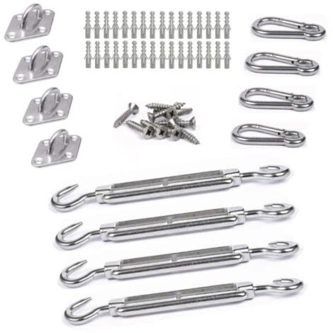 Kit Inox Fixation Voile D'ombrage 4 Points De Fixation
