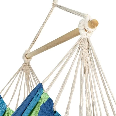 Hamac Siège Suspendu Avec Toile Rayée Bleue Et Verte – Image 4