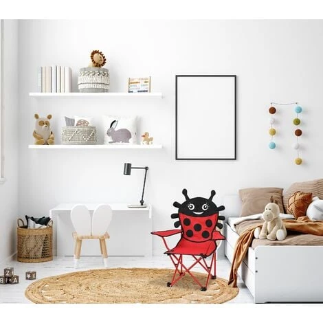 Deuba 2X Chaises Pliables Pour Enfant Motif Coccinelle Couleur Rouge/Noir Intérieur Extérieur Jardin Camping Plage – Image 3