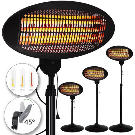 Parasol Chauffant électrique Max. 2000W Chauffage De Terrasse 3 Niveaux IPX4 Extérieur Intérieur – Image 2