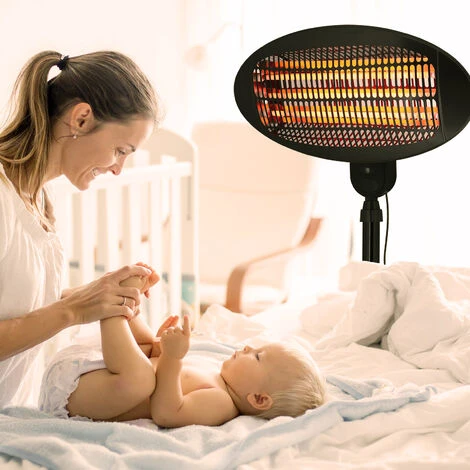 Parasol Chauffant électrique Max. 2000W Chauffage De Terrasse 3 Niveaux IPX4 Extérieur Intérieur – Image 4