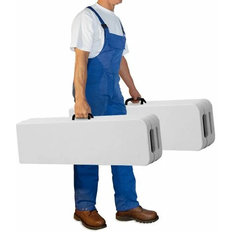 2x Bancs Pliables En Plastique Blanc 180cm Pour Jardin Fêtes Camping Pique-nique Anniversaire – Image 5