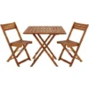 Ensemble Table Et Chaises 3 Pcs Balcon Pliable Salon De Jardin En Bois D''acacia Brun