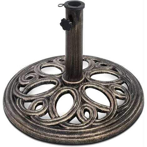 COSTWAY Base De Parasol Support De Parasol En Fonte Solide Pour Colonne De Parapluie 38mm/48mm Intérieure Et Extérieure