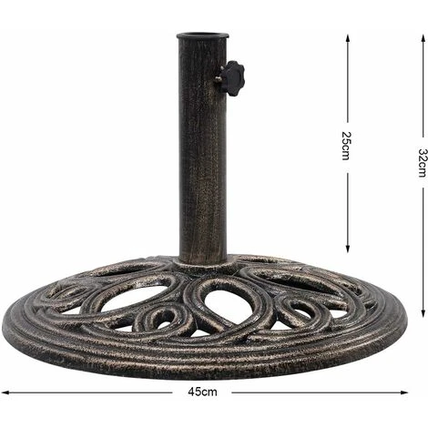COSTWAY Base De Parasol Support De Parasol En Fonte Solide Pour Colonne De Parapluie 38mm/48mm Intérieure Et Extérieure – Image 5